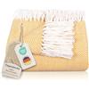 Gräfenstayn Premium Copriletto con frange - 100% cotone - 220 x 240 cm XXL - Coperta estiva a spina di pesce - Coperta di cotone come coperta da letto, coperta da divano (Giallo)