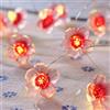 Lights4fun Catena Luminosa con Fiori Rosa e 20 LED Blanco Caldo a Pile con Timer Resistente alle Intemperie Decorazione per Interni ed Esterni