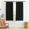 PONY DANCE Tende Oscuranti Corte per Camera da Letto Tende Termiche Isolanti per Interni Curtains con Fettuccia Metodi di Sospensione Multipli 2 Pezzi L140 x A145 cm, Nero