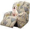 Lydevo Copripoltrona Relax Reclinabile Universale, 1 Posto Reclinabile con Tasche, Elasticizzato Lavabile Rimovibile, Fodere Poltrona Relax, Foglie Beige