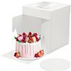 Zourglow Scatola per Torta 25.4x25.4x20cm, 2 Pezzi Scatole per Torte con 10in Tavole e Finestra Trasparente, Scatola Cartone per Torta, Pasticcini, Biscotti, Bianche