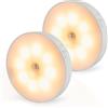 Brendz Luce Armadio LED con Sensore Rotonda, Luce Notturna, Ricaricabile USB-C, Magnetica, 2 pezzi, Bianco Caldo 3000K, Luci Armadio Senza Fili