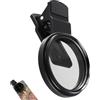 pawpoem 52mm Clip-On Cpl Telecamera Lente Filtro Polarizzatore, Lente Polarizzata Telefono per Fotografia Professionale Mobile, Riduce Riflessi, Colori Intensi, Compatibile con iPhone Samsung Android