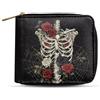 Dngkaoje Portafogli bifold con cerniera per uomo pochette in pelle PU con più slot per carte di credito organizzatore casual per denaro, Rosa scheletro, L4.9xW1xH4.2 inches