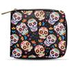 Dngkaoje Portafogli bifold con cerniera per uomo pochette in pelle PU con più slot per carte di credito organizzatore casual per denaro, Teschio colorato Art, L4.9xW1xH4.2 inches