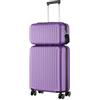 R.Leone Valigia Ryanair 55x40x20 cm + 40x20x25 cm Set 2 Pezzi Trolley Bagaglio a mano 4 Ruote e Beauty Case in ABS 999 (Viola, Valigia 55x40x20 cm + Borsa 40x20x25 cm)