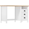 vidaXL Scrivania Hill 3 Cassetti 120x50x74 cm Massello di Pino