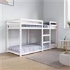 Generic Letto a Castello Bianco 75x190 cm, Letto a Castello per Adulti in Legno Massello di Pino, Rete a Doghe (Peso 31,05 kg)
