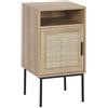 Beliani Comodino Moderno con Anta in Rattan Naturale 77 x 40 cm Legno Chiaro