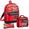 Disney Set di borse scolastiche Disney Cars Zaino + Borsa per il pranzo + Astuccio per matite 3 pezzi Zaino Lightning McQueen Regalo, Rosso