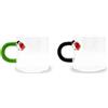 WD Lifestyle - Set 2 Tazzine in Vetro Borosilicato con Manico Colorato (Coccinelle)