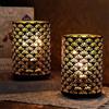 TRIROCKS Set di 2 Lampade da Tavolo a Batteria 12 cm x 16 cm, Lanterna in Metallo Senza Fili con Luci Calde a Led per Patio, Matrimonio, Feste (Pattern Scallopato Hollow)