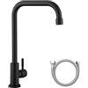 CECIPA Rubinetto Acqua Fredda, Beccuccio Girevole a 360°, Miscelatore in Acciaio Inox per Cucina, Bagno Ospiti, Giardino, Camper, Nero