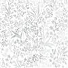 Yomshi Carta da parati autoadesiva bianca e argento con motivo a schizzo di foglie, 39,5 cm x 3 m, pellicola adesiva impermeabile spessa per mobili, soggiorno, camera da letto, cucina