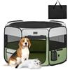 PETSFIT Recinto per Cani e Gatti pieghevole e Portatile, Box per Animali con Pavimento impermeabile in Tessuto, grigio e verde, 92 * 84 * 53CM