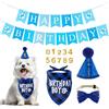 XDGBGFN Set di 5 bandana per il compleanno del cane, con 10 numeri luccicanti e striscione Happy Birthday, per cani di taglia piccola, media e grande, decorazione di compleanno per cani (blu)