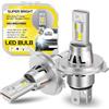 Sidaqi H4 Lampadina LED 6000K bianco con ventola 1:1 Dimensione 32000LM LED H4 Kit di conversione fari 12V per Hi/Lo Beam Fendinebbia Plug and Play-2PCS