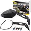 Area1 Coppia di specchietti retrovisori universali per moto, omologati e-geprüft 2x M10 filettatura destra + adattatore filettatura sinistra, compatibile con, ad esempio, Duke, SMC/R Z900 Z750 Z650