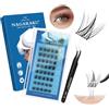 NAGARAKU Ciglia Autoadesive con Pinzette Set 40 Cluster Ciglia Finte Senza Colla Rimozione Premere Ciglia Pre-Incollate Riutilizzabili Self Adhesive Lash Trilogia Aspetto Naturale (0.07mm C 10-13mm)