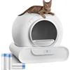 GESEILAY Lettiera autopulente, 74 l, per gatti autopulente, controllo app, eliminazione degli odori, protezione multipla di sicurezza, lettiera elettrica automatica adatta per più gatti