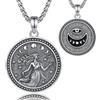 EUDORA Harmony Ball Collana con Medaglia in Argento Sterling S925 Raffigurante la Dea Nyx da Donna, Ciondolo con Amuleto Ispirato alla Mitologia Greca dea Della Notte Regalo di Gioielli, 22