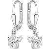 CLEVER SCHMUCK Orecchini a forma di angelo da ragazza, 24 mm, con cuore in mano, 9 x 9 mm, in argento Sterling 925 lucido