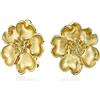 Bling Jewelry Cuore Petali Fiore Cubic Zirconia Cz Clip On Orecchini Per Le Donne Non Forate Orecchie Matte Placcato Oro 14K Brass