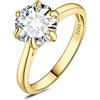 JewelryPalace 3ct Classico Anello Solitario Donna Argento 925 con Cubica Zirconia, Diamante Simulato Anelli Dorati con Pietra Rotonda, Semplice Fedine Fidanzamento in Oro Set Gioielli Donna 13