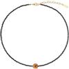COAI Collana da Donna con Perline Sfaccettate di Tormalina Nera e Cuore di Citrino, Collana Pietre Naturali da Donna Regalo per Lei