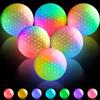 Leikurvo Palline da golf a LED, luminose, con 7 colori, 6 palline da golf, luce notturna, luce a LED, luci scure, golf, per allenamento notturno e tiro a lungo raggio
