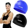 Fllyvly Set di 2 cuffie da nuoto per adulti, impermeabili e antiscivolo, cuffie da nuoto in silicone con protezione per le orecchie, unisex, per capelli lunghi, corti, spessi o ricci, mantengono i cape