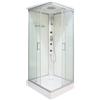 Sanotechnik Doccia completo TC05 80 x 80 x 210 cm, Poltrona sanitaria Techna, Ingresso ad angolo con ante scorrevoli, vetro di sicurezza, getti idromassaggio, con piatto doccia, box doccia completo