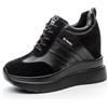 MIEHUIAI Sneakers Alte Donna Sneakers Zeppa Interna Eleganti Piattaforma Scarpe con Tacco Interno 10 cm Moda Pelle Casual Scarpe da Ginnastica (Nero,Taglia 35)