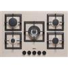Elleci Plano 75 PGSP75151CS Piano Cottura da Incasso 75 cm a Gas 5 Fuochi finitura Avena Griglie Singole in Ghisa