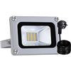 papasbox Proiettore LED Esterno 10W, 1000LM Luce Bianca Fredda 6000-6500K, IP65 Impermeabile Faretto LED con Spina EU, Alloggiamento in Alluminio per Giardino, Garage, Sicurezza