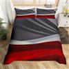 Loussiesd Set di biancheria da letto moderno astratto set copripiumino per bambini rosso e grigio nero geometrico set di biancheria da letto donna uomo righe linea Decor Comforter Cover in microfibra