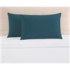 Pizuna Linens Pizuna 2 Federe per letto matrimoniale cotone 50x80 cm Blu 400 fili | Federe cuscino 100% cotone a fiocco lungo, trama sateen, 50x80 cm, colore Blu Pavone, 400 fili, set da 2 pezzi