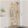 unho Appendiabiti ad Angolo Metallo: Oro Attaccapanni Appendiabiti da Terra Appendiabiti Ingresso Autoportante Porta Cappotti Ingresso da Camera con Ripiano Asta 174x44,5cm