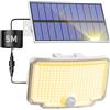 nipify 318LED Faretti Solari a Led da Esterno 【Bianco caldo/Cornice Bianca】, 270° Illuminazione Faro Led Esterno con Pannello Solare, IP65 Impermeabile 3 Modes Luce Solare Esterno con Movimento
