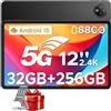DOOGEE V Pad 5G Tablet 12 Pollici Dimensity 7050, 32 (8+24) GB RAM + 256GB ROM, 2.4K IPS 90Hz, 7.0mm Bordo Tablet con Sim Android 15, 5G NR + WiFi6 / 8800mAh 18W/ 13MP+8MP/ Sblocco Facciale/Nero