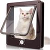 Sailnovo Porta per gatti 23,5 x 27 x 5,5 cm, marrone, misura L, chiusura a 4 vie, per porte interne ed esterne, porta per animali domestici resistente alle intemperie