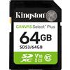 Kingston 64GB Scheda memoria Kingston SDXC canvas select plus gen3 classe 10 [SFKINSDG64CS310]