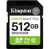 Kingston 512GB Scheda memoria Kingston SDXC canvas select plus gen3 classe 10 [SFKINSD512CS310]