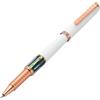 Xezo Speed Master Penna a sfera, punta fine. Colore bianco opaco con conchiglia marina pāua abalone. Placcata oro rosa. Corpo leggero in ottone. Nessuna penna uguale.