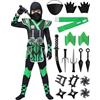 Spooktacular Creations Costume da ninja verde per feste a tema ninja per bambini, costume di Halloween, gioco di ruolo da ninja, festa di Natale (medio)