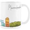 Purely Home Tazza Marrakech - Tazza colorata con skyline del Marocco, souvenir ricordo per tè bianco e caffè, idea regalo
