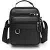 FuninCrea Borsello Uomo Tracolla Vera Pelle Borsa Messenger Uomo con 5 Tasche con Cerniera e Manico, Grande Capacità Casual Crossbody Borsa a Tracolla Uomo per Uso Quotidiano, Lavoro, Viaggi, Stile 2