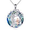 Vadmans Collana 3 Sorella Argento 925 Collanine Albero Della Vita Gioielli Cristallo Blu Religiosa Regalo per Donna Donna Tre Sorelle