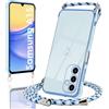 Micoden Cover per Samsung Galaxy A15 4G/5G in silicone con collana con motivo cuore d'amore carino, custodia con cordino, cordino in corda per Samsung Galaxy A15 4G/5G, Blu