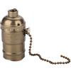 Haofy Portalampada, E27 Portalampada Vintage in Alluminio con Catena a Tirare Portalampada per Lampada da Tavolo Base a Vite (Dorata)(Bronzo Scuro)